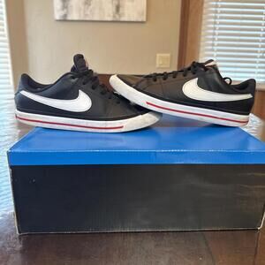 Nike Court Legacy Sneakers Boys 5.5 Y 7 W Black Leather Casual Shoes DA5380-003